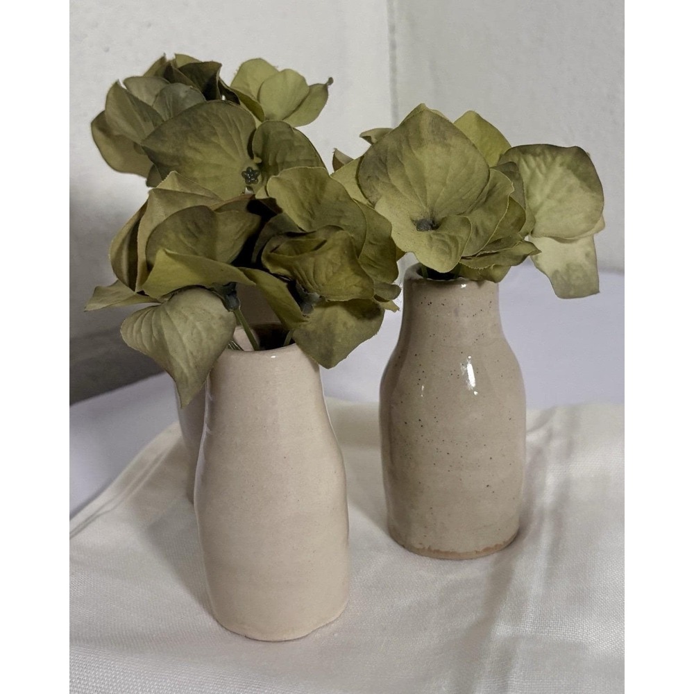 Hand Thrown Stoneware Bus Vases The Netherlands Vtg Can Double As Taper  Holders